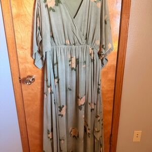 Baltic Born Kia Kimono Maxi Dress in sage green with a floral Print